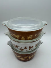 8” Pyrex Early American Casserole Set / serve and store 471 472 473