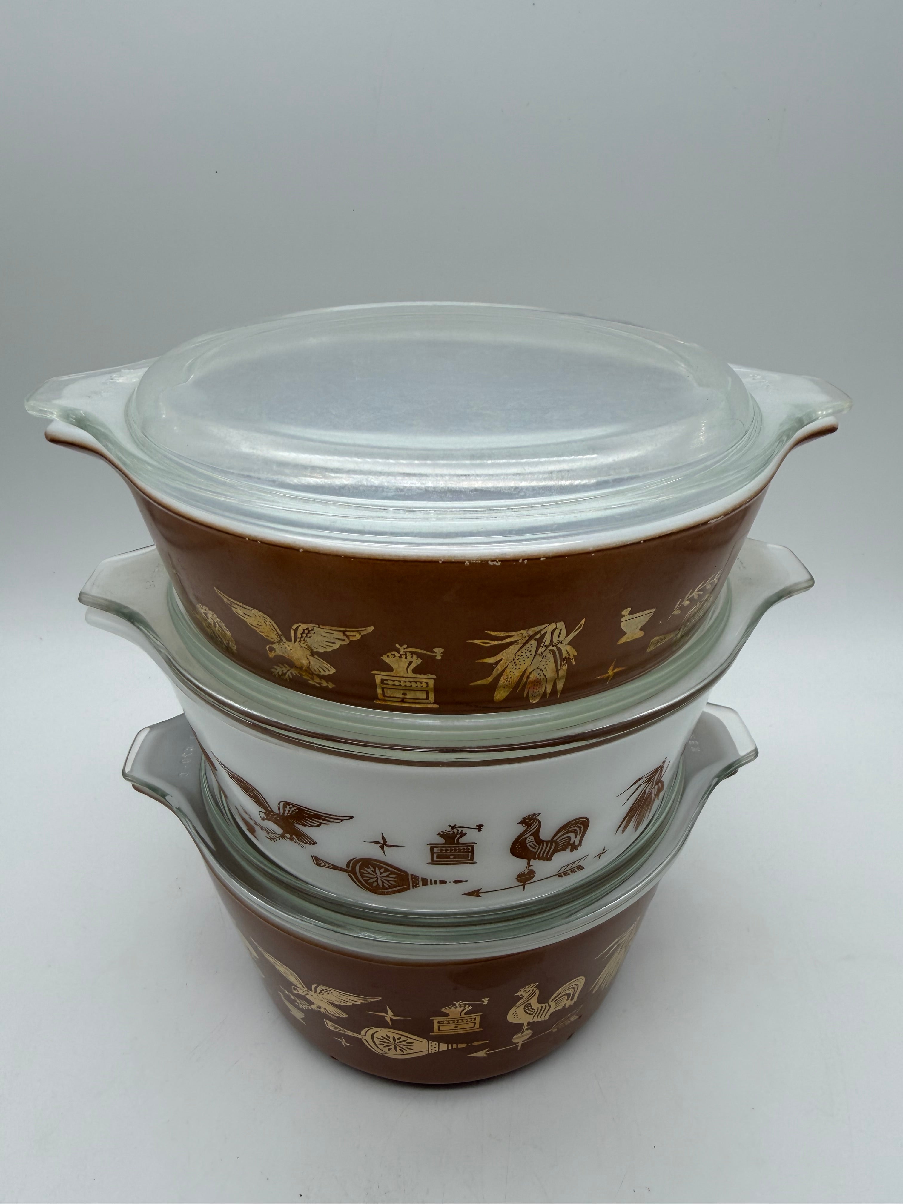 8” Pyrex Early American Casserole Set / serve and store 471 472 473