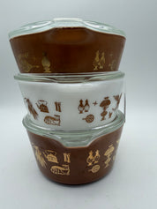 8” Pyrex Early American Casserole Set / serve and store 471 472 473