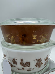 8” Pyrex Early American Casserole Set / serve and store 471 472 473