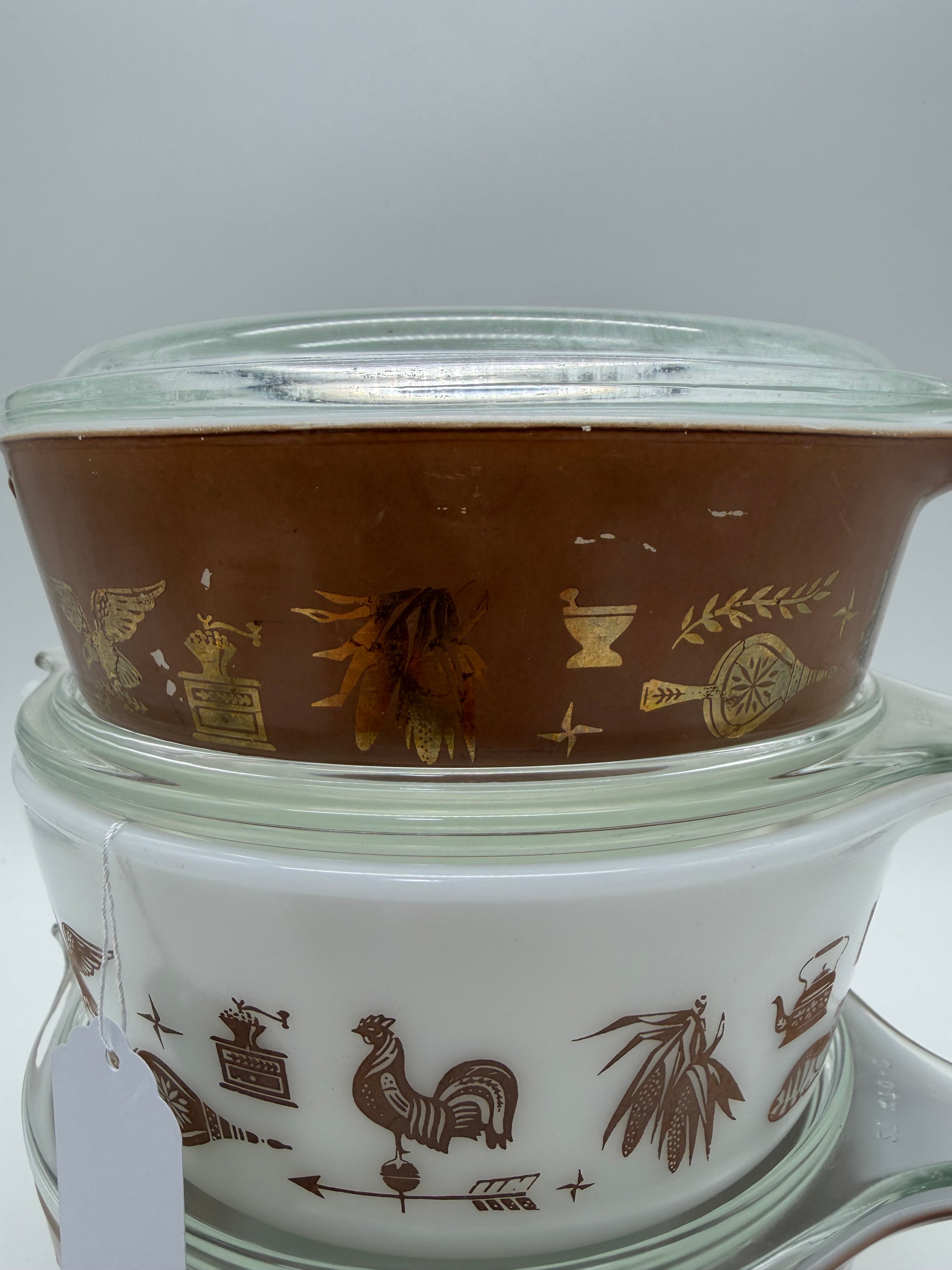 8” Pyrex Early American Casserole Set / serve and store 471 472 473