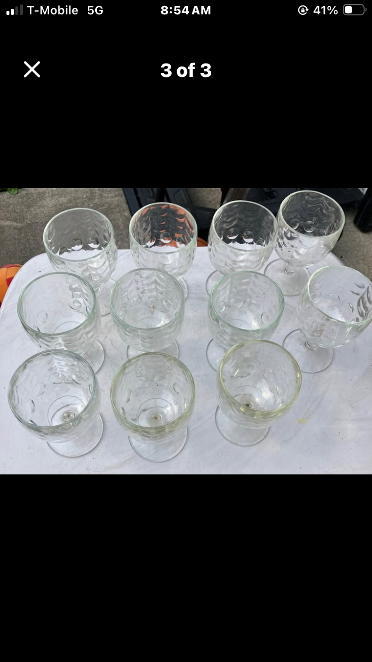 Vintage Clear Glass Bubble Pattern Goblets – Set of 11 by 312 - M.A.K.