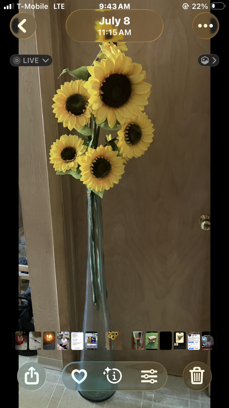 Tall Spanish Recycled Glass Vase & Flowers
