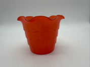 3” Fire King Anchor Hocking Tangerine Red Fired On Color Ruffled Top Pot Artware