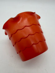 3” Fire King Anchor Hocking Tangerine Red Fired On Color Ruffled Top Pot Artware