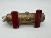 5” 1950s Mechanical Woodpecker on Log Toothpick Holder Dispenser Cast Metal