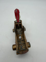 5” 1950s Mechanical Woodpecker on Log Toothpick Holder Dispenser Cast Metal