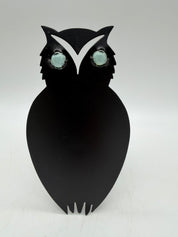 6.25” Black Metal Owl Glass Marble Eyes Silhouette Votive Candle Holder Halloween