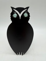 6.25” Black Metal Owl Glass Marble Eyes Silhouette Votive Candle Holder Halloween
