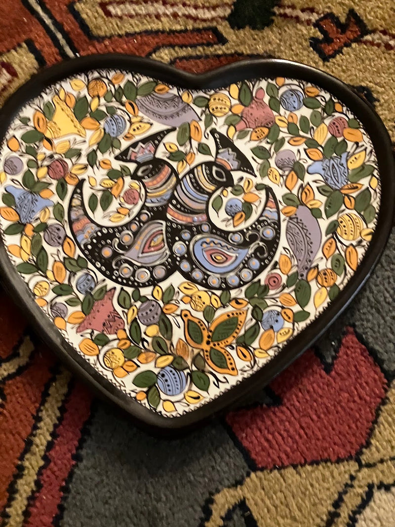 Hand-Painted Ukrainian Folk Art Heart-Shaped Wall Plate by 312 - M.A.K.