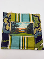 8” postcard potholder Opera-Concert Hall MA green