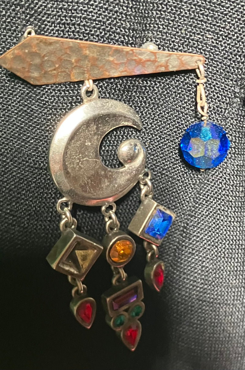 Vintage Patricia Locke Handcrafted Dangle Brooch Pin by 312 - M.A.K.