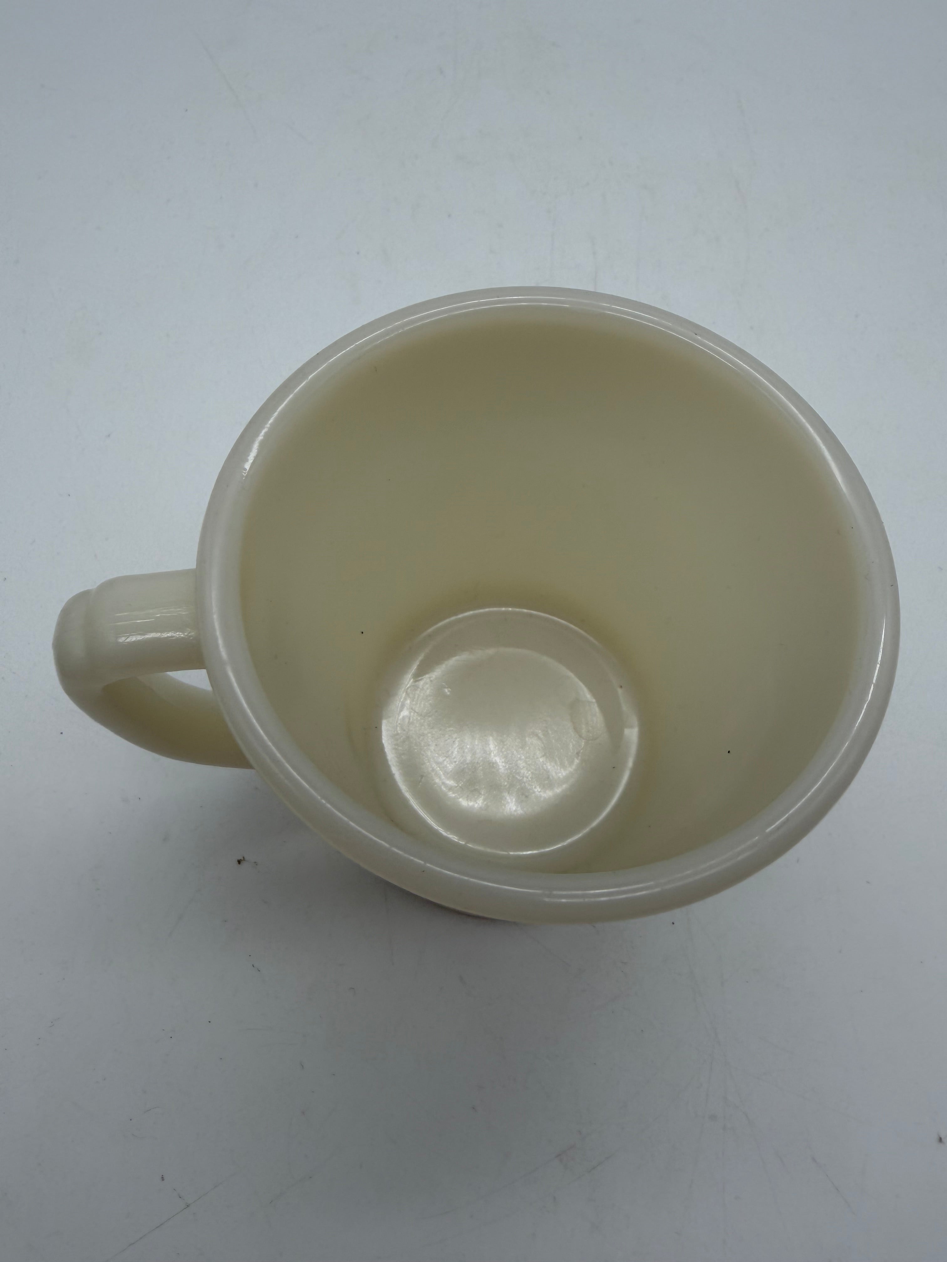 3.5” Fire King Mug D Handle Vintage Glass Coffee Cup 10 Oz Cream