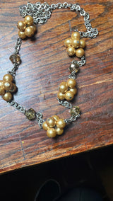 Vintage Anne Kline 1980 Gold Bubble Cluster Necklace