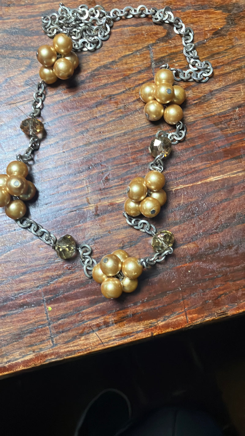 Vintage Anne Kline 1980 Gold Bubble Cluster Necklace by 312 - M.A.K.