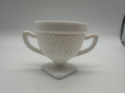 5” Vintage White Milk Glass Diamond Pinnacle Sugar Bowl Dish