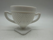 5” Vintage White Milk Glass Diamond Pinnacle Sugar Bowl Dish