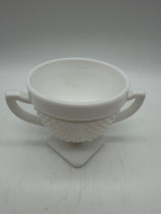 5” Vintage White Milk Glass Diamond Pinnacle Sugar Bowl Dish