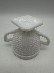 5” Vintage White Milk Glass Diamond Pinnacle Sugar Bowl Dish