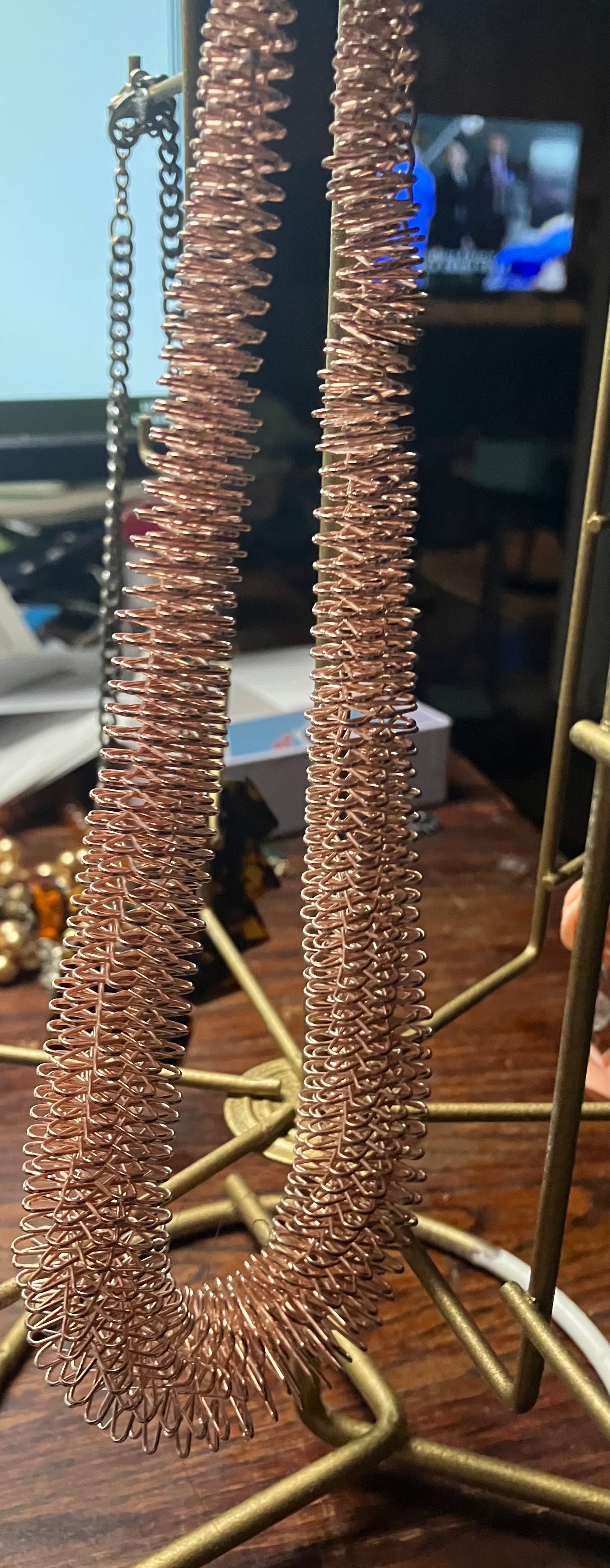 Rose Gold Coiled Wire Starement Necklace