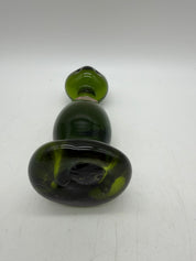 6” Rainbow Art Glass Dark Green Sitting Cat Figurine MCM