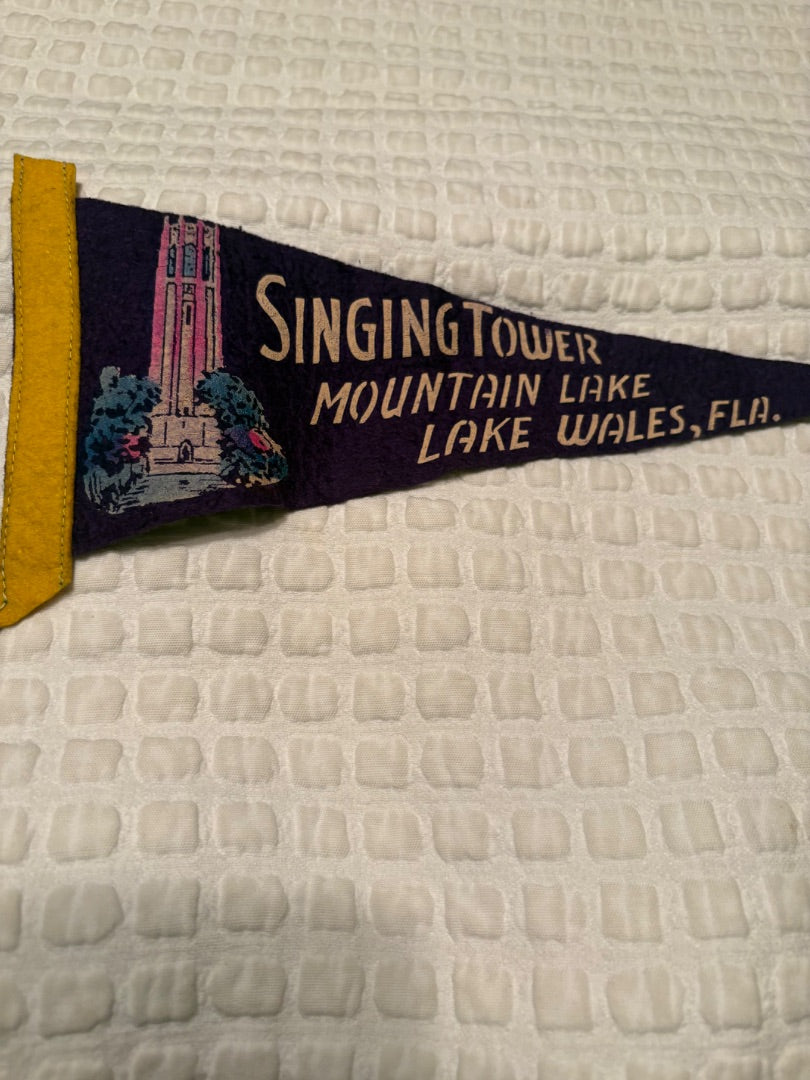Singing Tower Mountain Lake Lake Wales Fla Souvenier Pennant