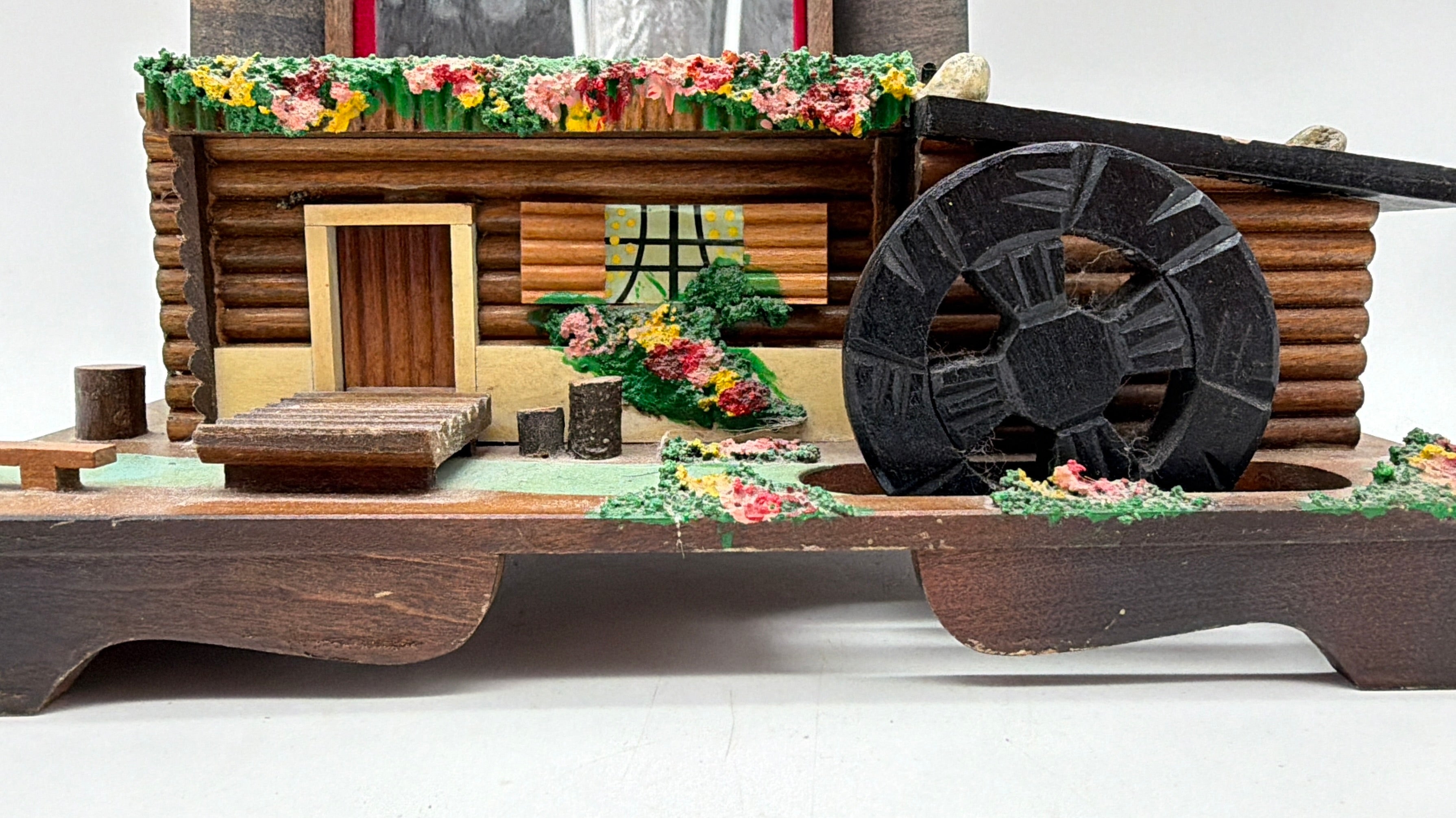 10” Cabin Music Jewelry Music Box Rotating Water Wheel Japan