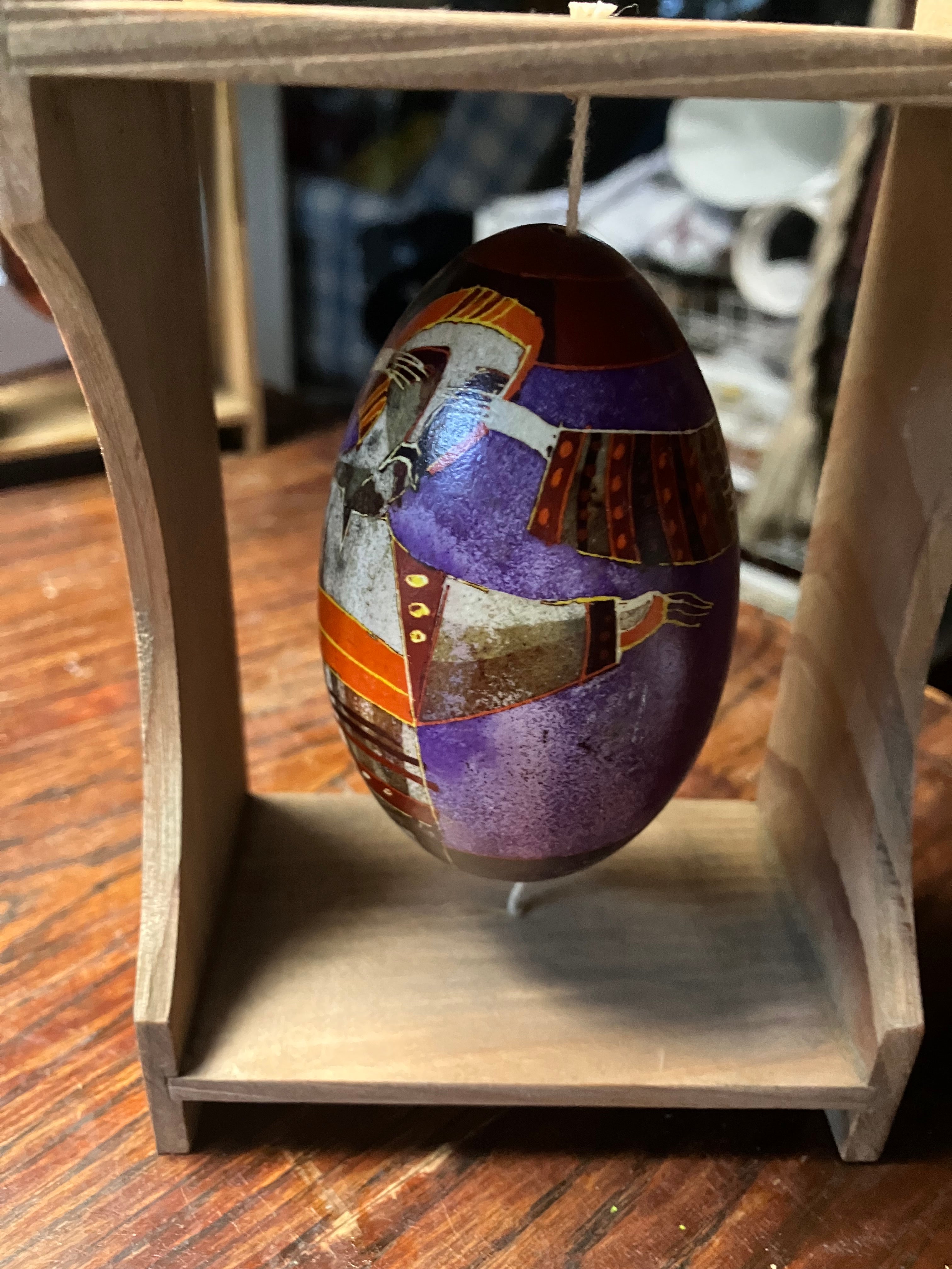 Ukrainian Goose Egg (Pysanka) Folk Art. Incased in Wood