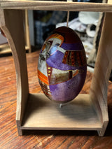 Ukrainian Goose Egg (Pysanka) Folk Art. Incased in Wood