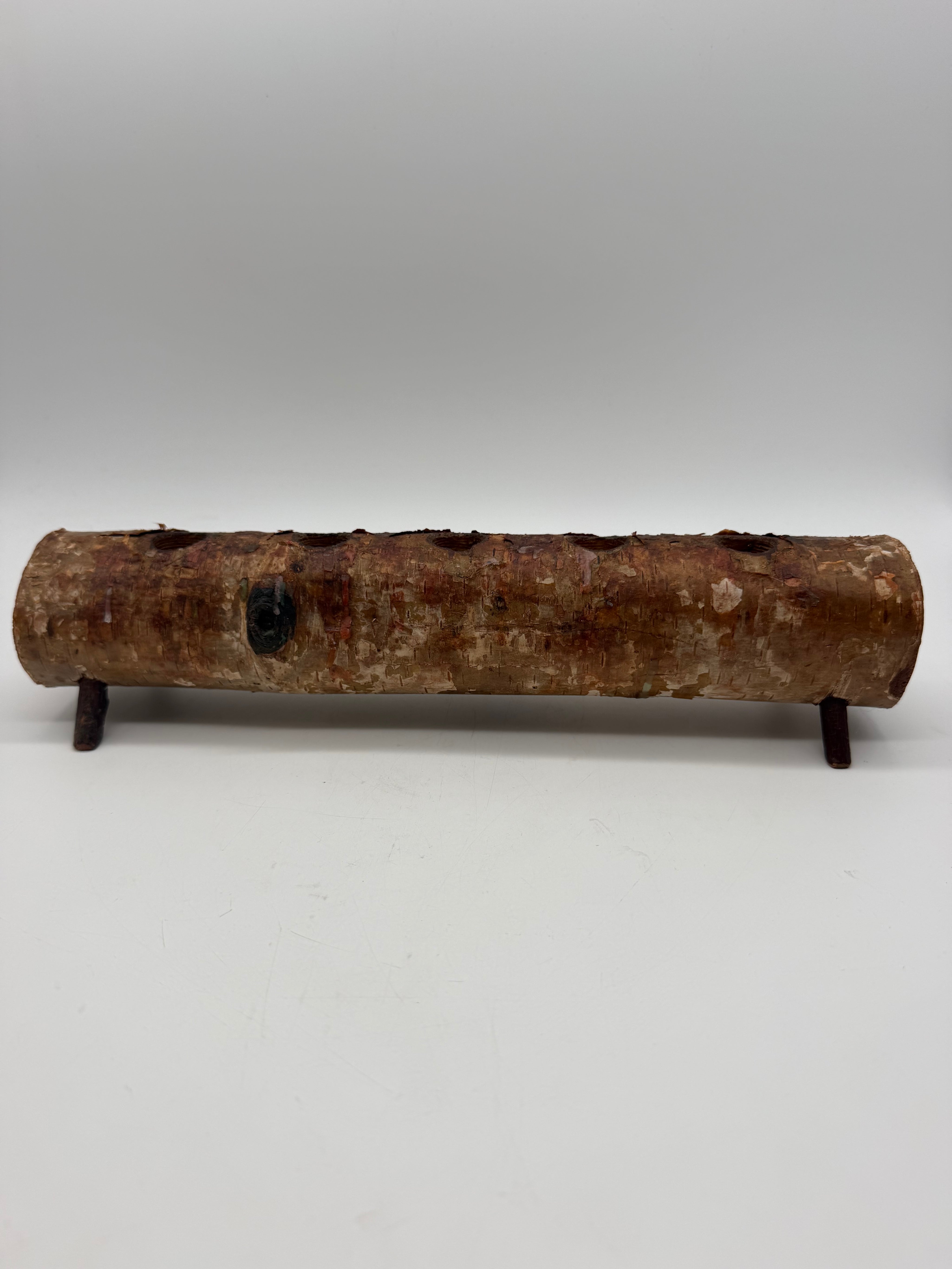 12” Rustic Birch Wood Logs Taper Candle Holders