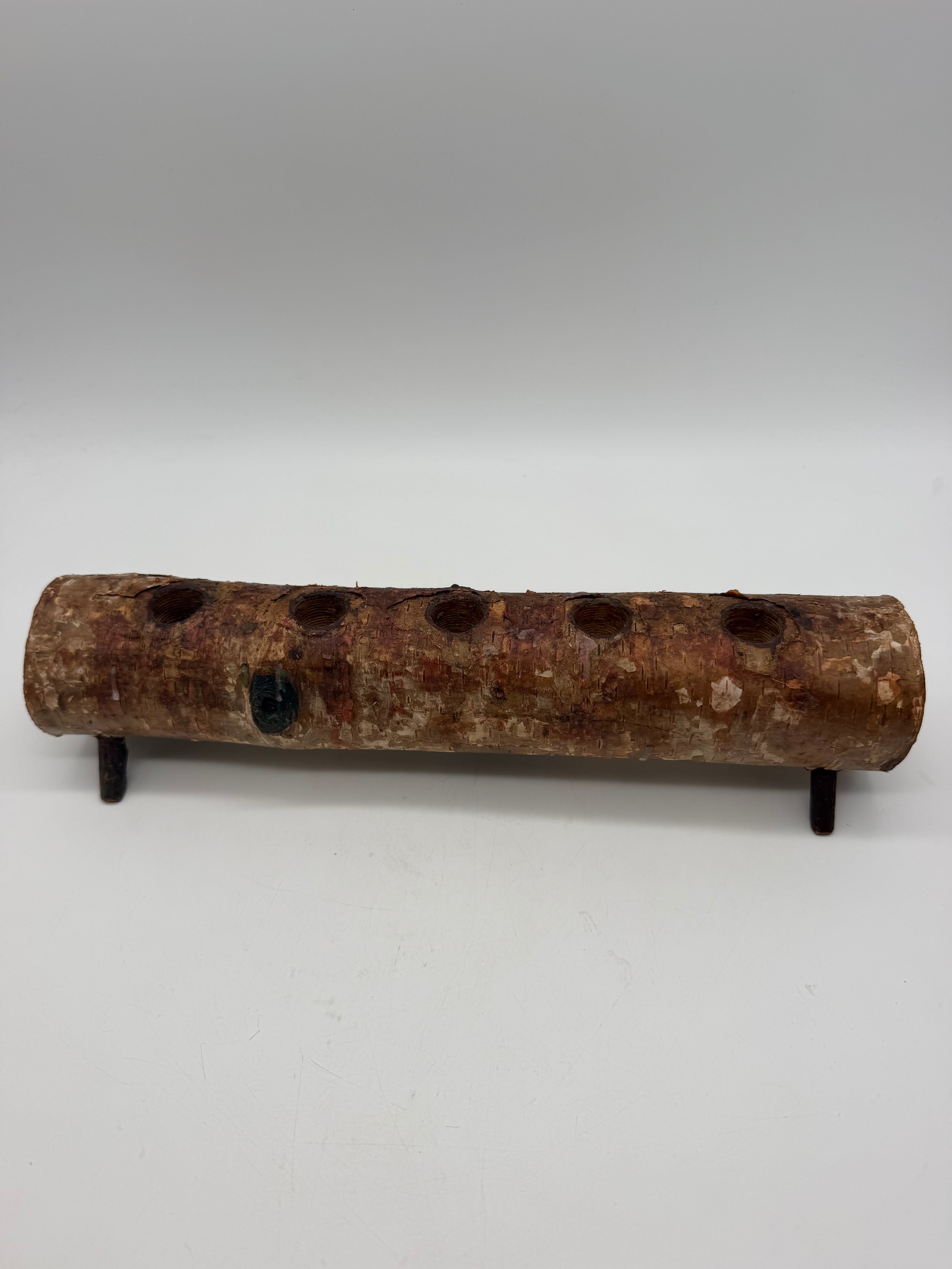 12” Rustic Birch Wood Logs Taper Candle Holders