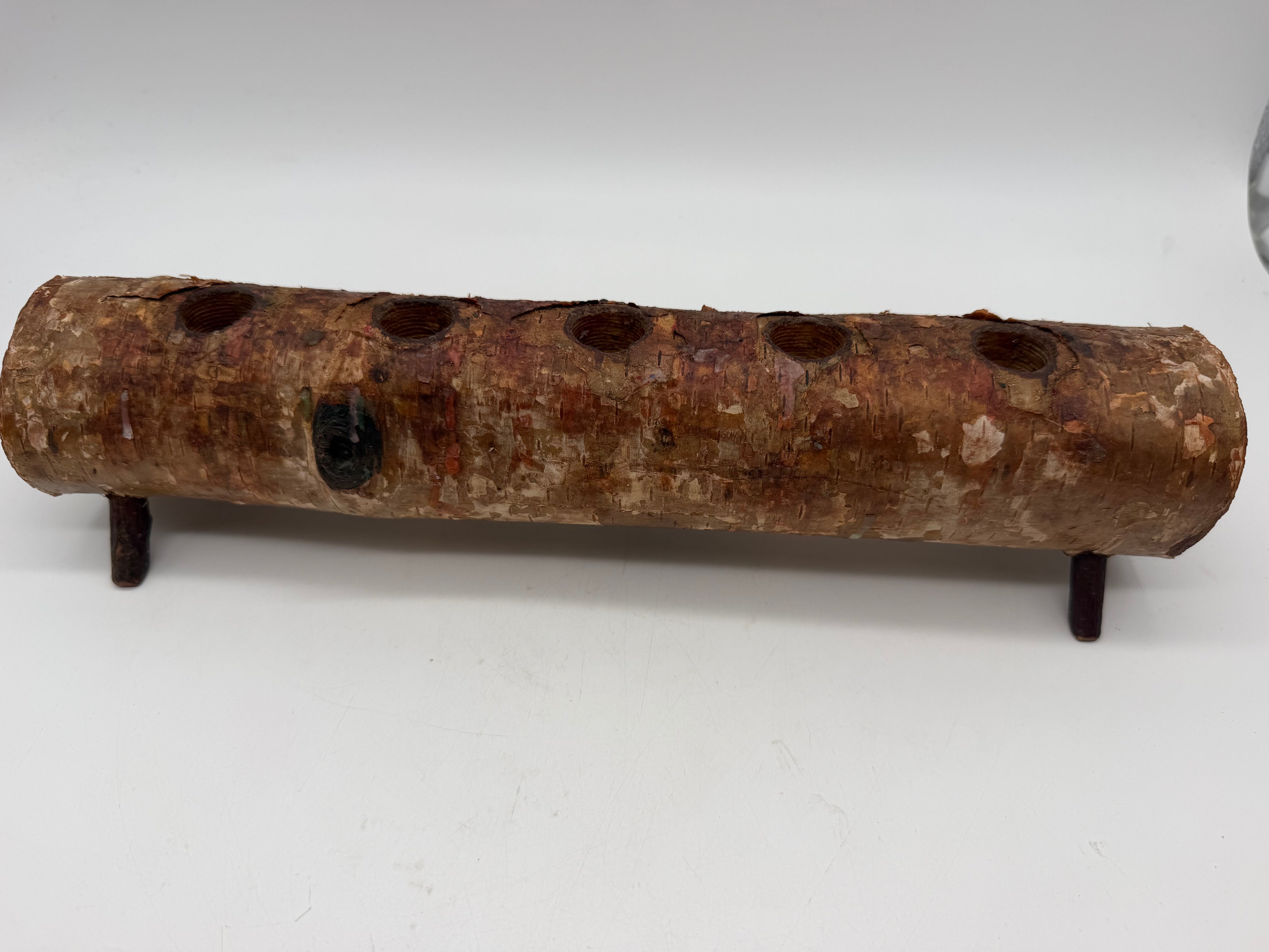 12” Rustic Birch Wood Logs Taper Candle Holders