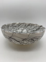 10” Hazel Atlas Spaghetti String Bowl Black White Mixing Serving