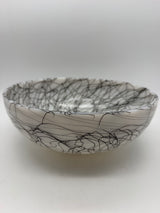 10” Hazel Atlas Spaghetti String Bowl Black White Mixing Serving