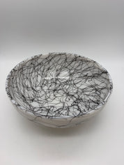 10” Hazel Atlas Spaghetti String Bowl Black White Mixing Serving