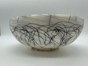 10” Hazel Atlas Spaghetti String Bowl Black White Mixing Serving