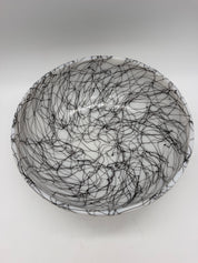10” Hazel Atlas Spaghetti String Bowl Black White Mixing Serving