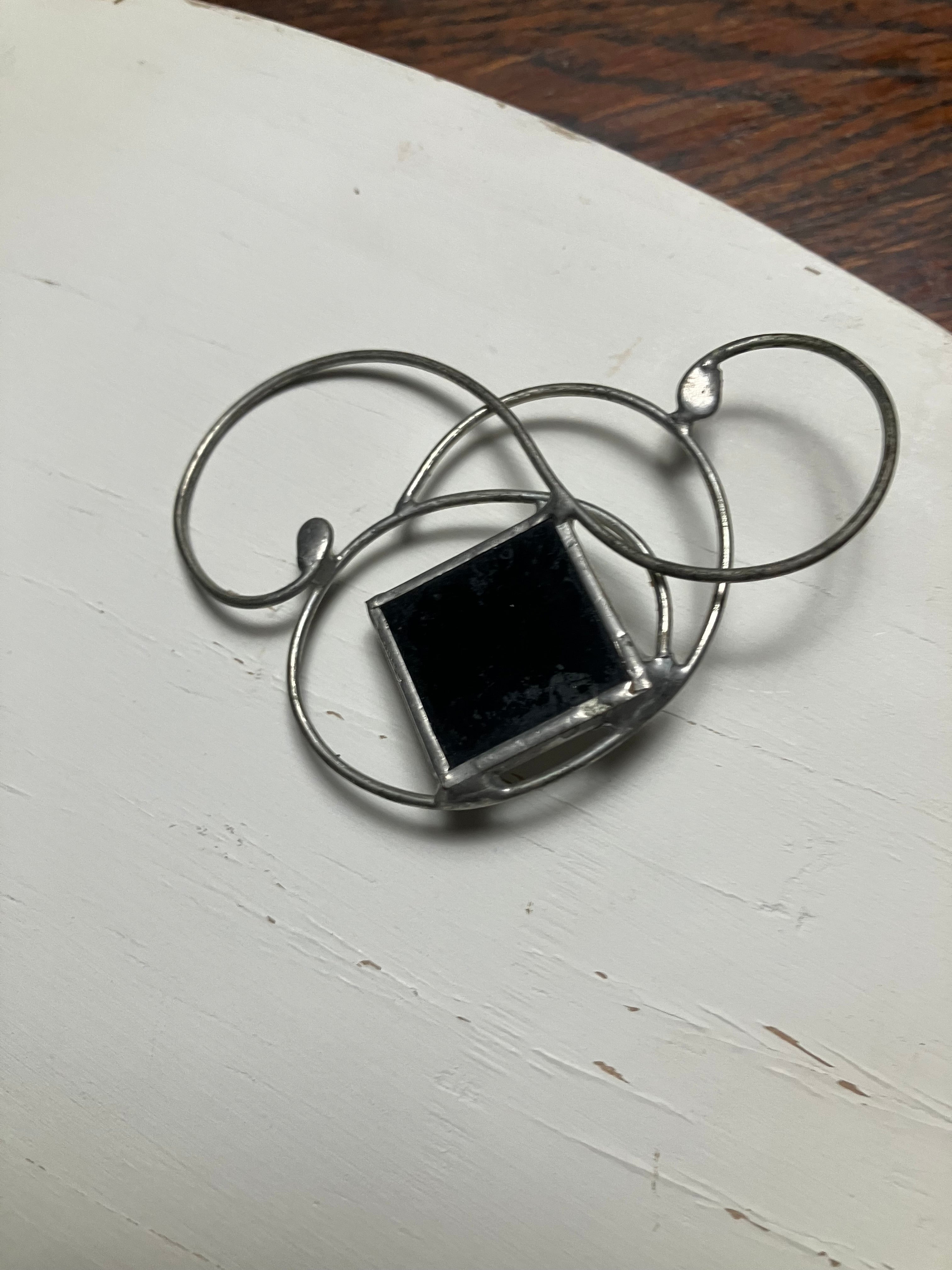 Handcrafted Artisian Stained Glass  Silver, Stained Glass Pin