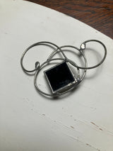 Handcrafted Artisian Stained Glass  Silver, Stained Glass Pin