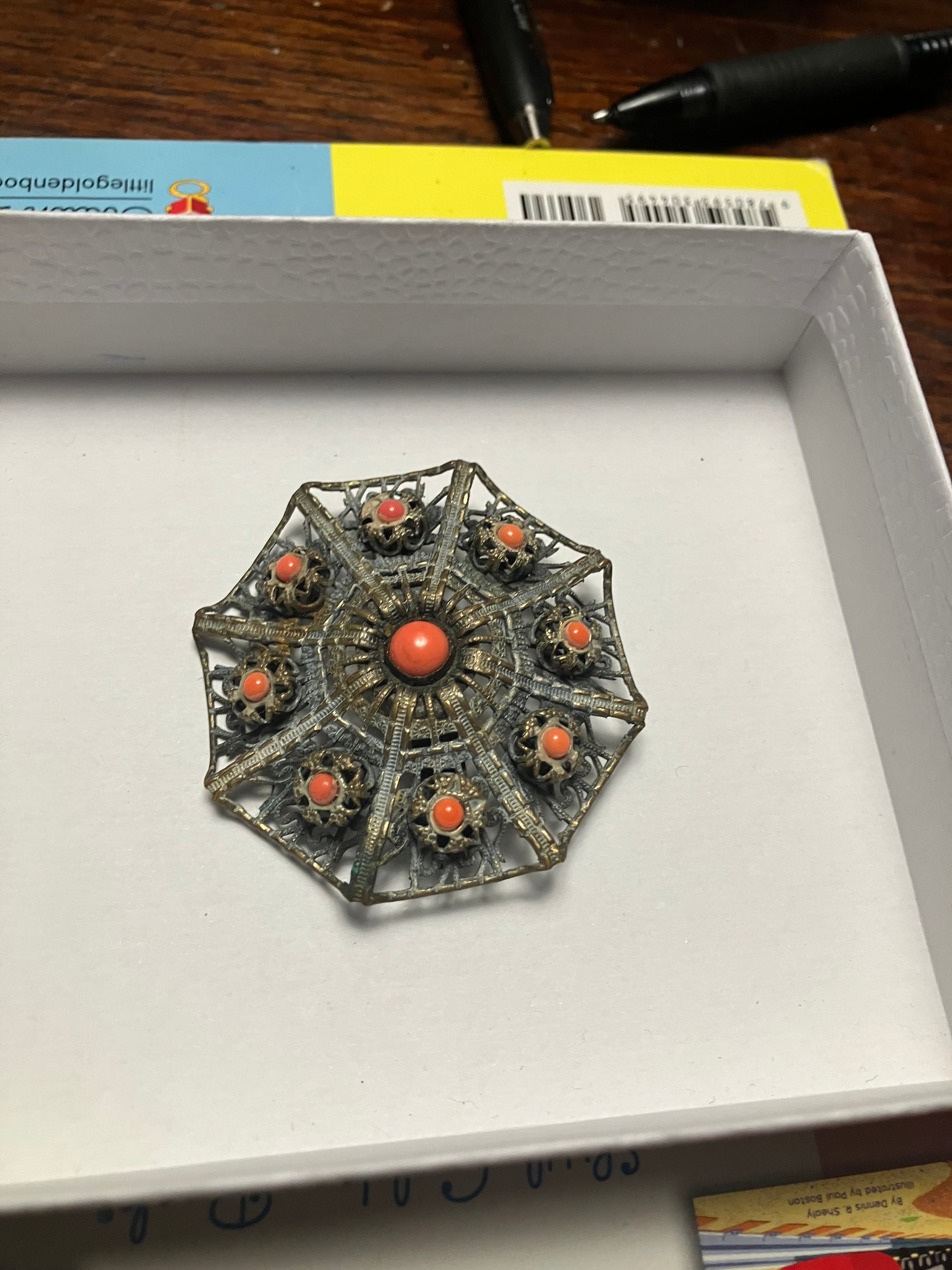 Antique Art Deco Brass Brooch