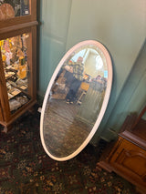 White Oval Beveled Mirror