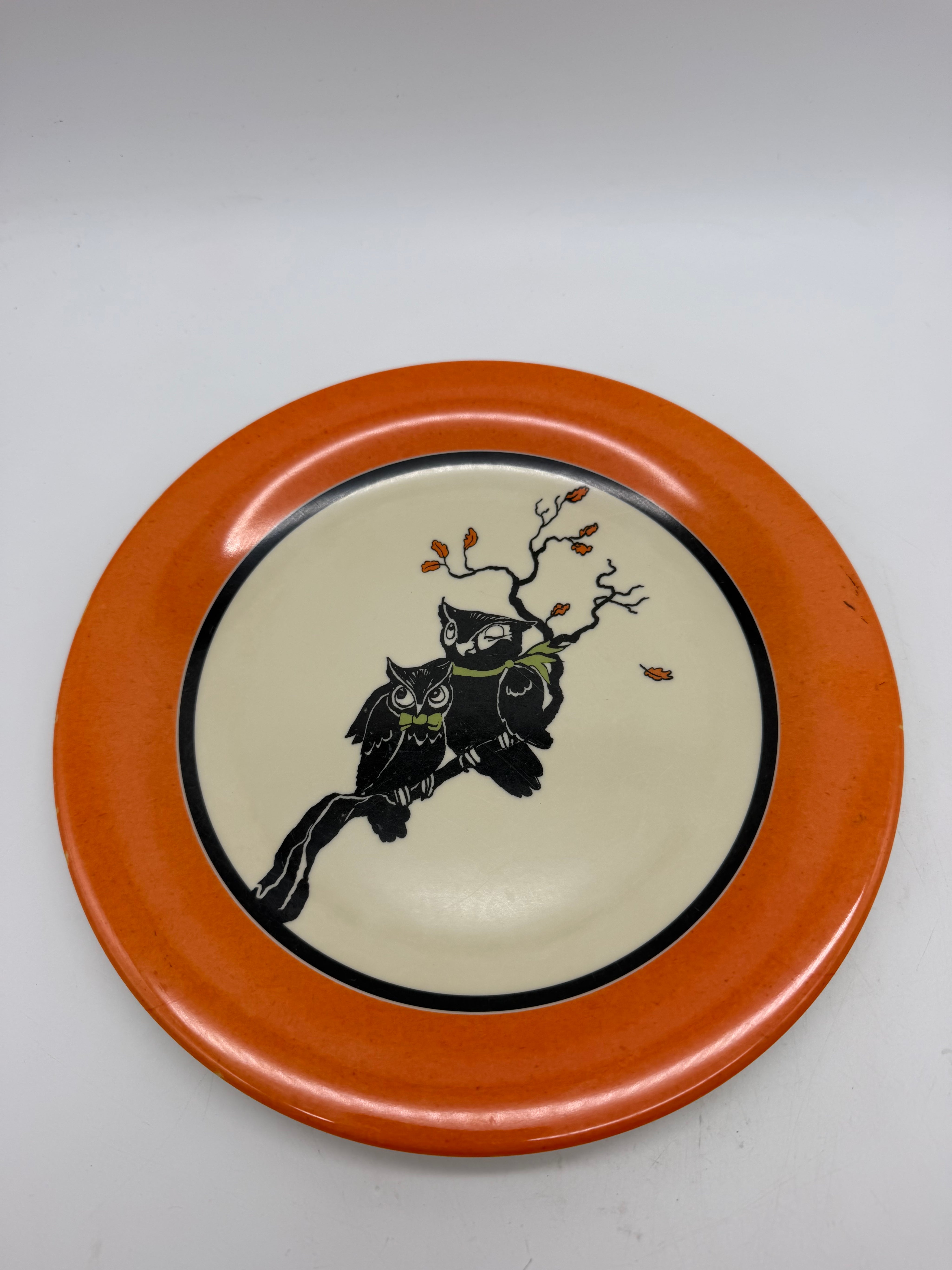 9” pottery barn kids owl Halloween plate