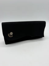 9” black 1940’s clutch purse rhinestone pin