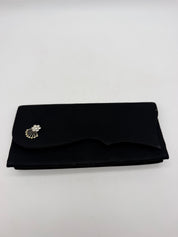 9” black 1940’s clutch purse rhinestone pin