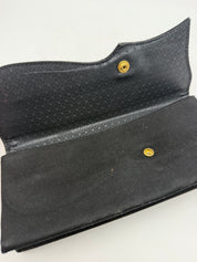 9” black 1940’s clutch purse rhinestone pin