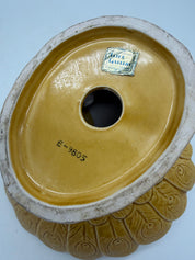 8” Peacock Trinket dish brown yellow orange