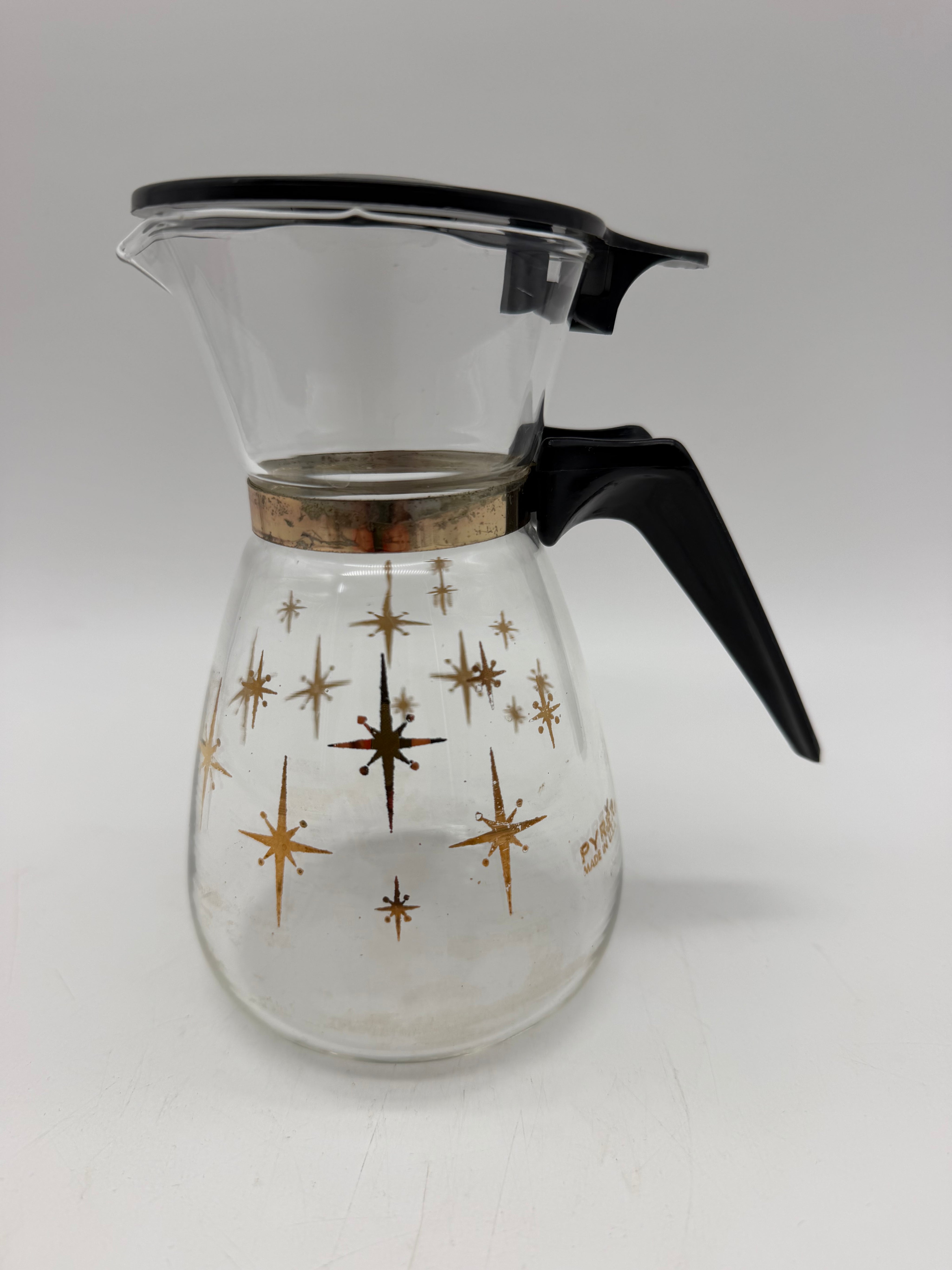 6” Pyrex Mini Carafe Starburst Gold black