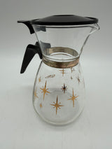 6” Pyrex Mini Carafe Starburst Gold black