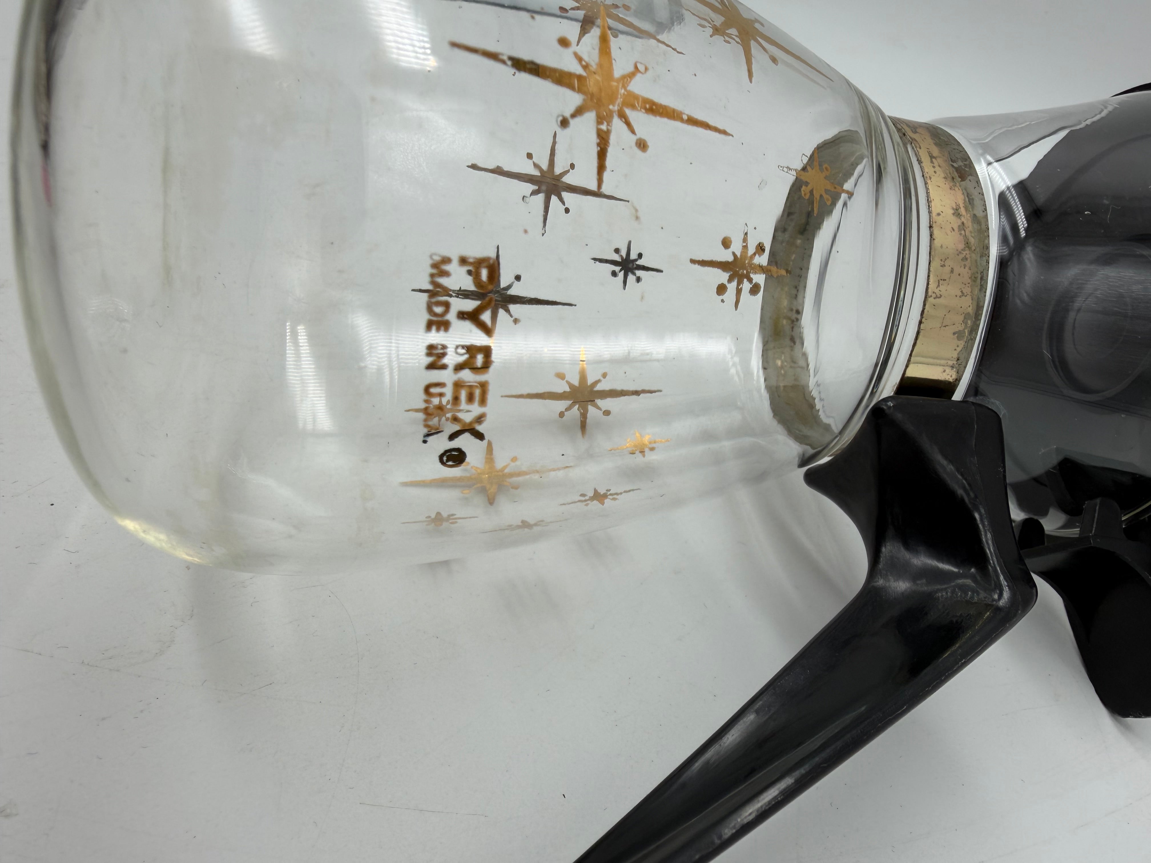 6” Pyrex Mini Carafe Starburst Gold black