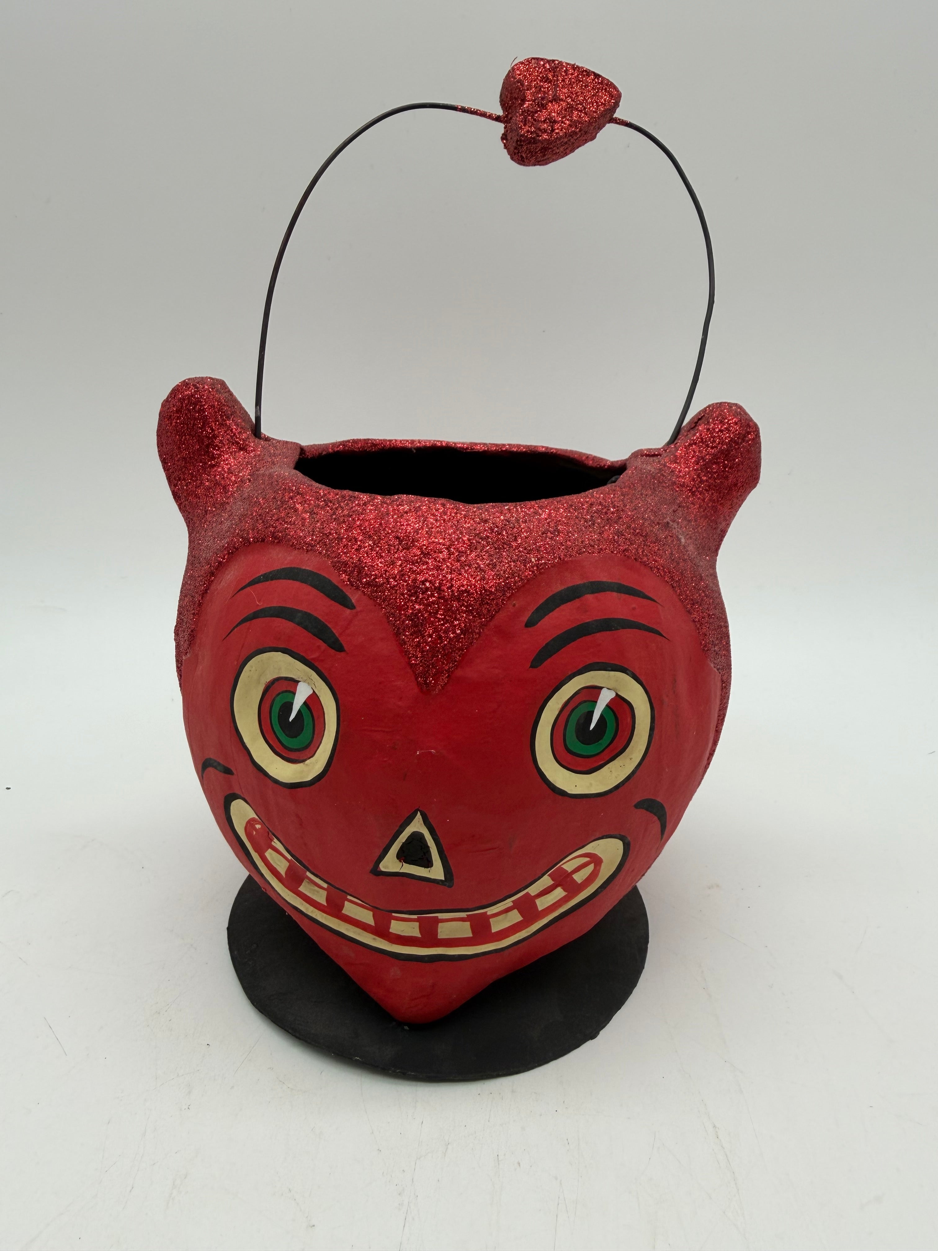5” paper mache devil red candy basket